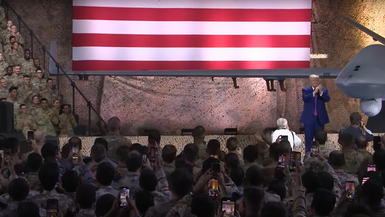  President Trump Delivers Remarks to Troops at Al Udeid Air Base, May 15, 2025