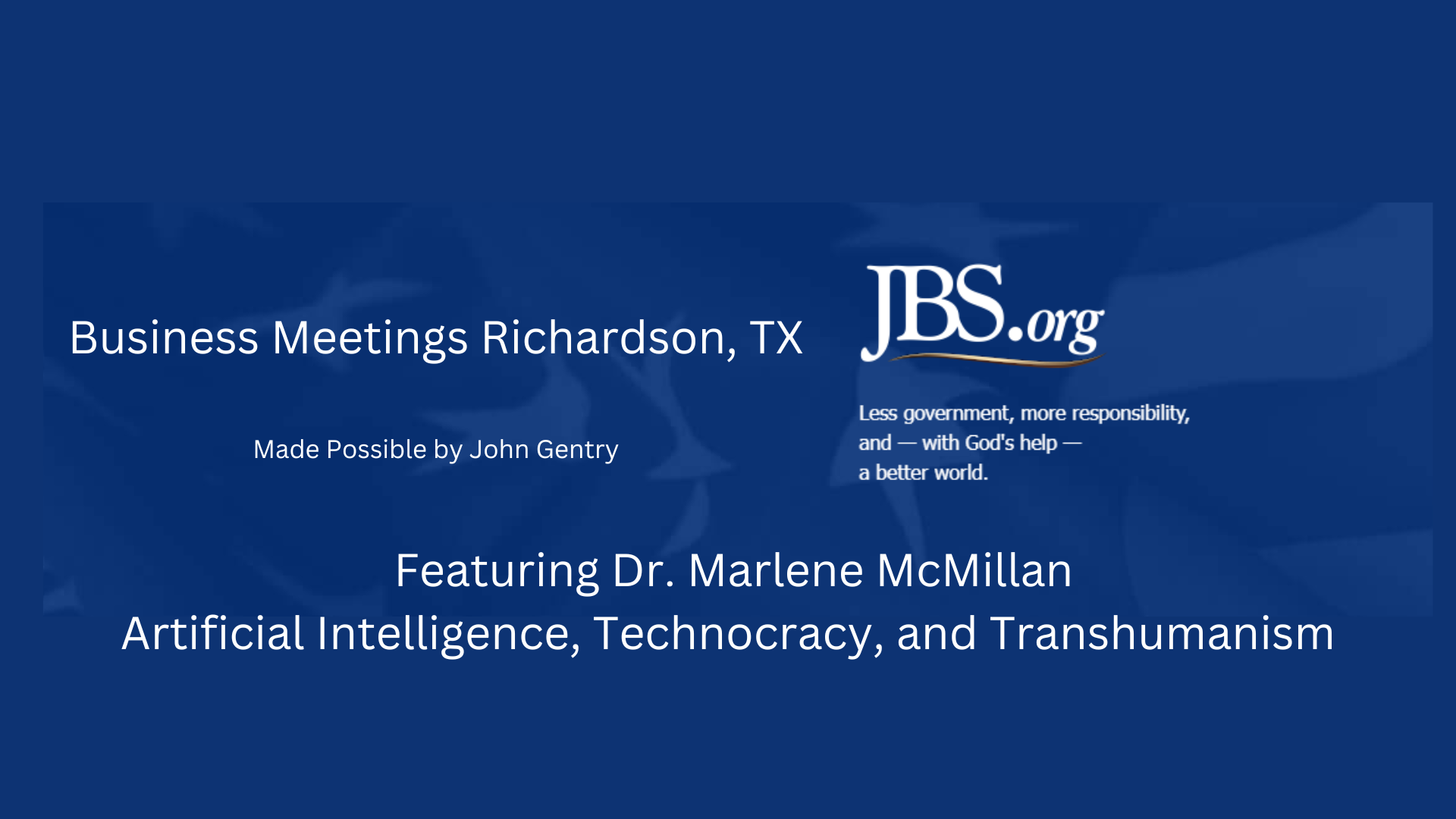 JBSRB7- Dr. Marlene McMillan on Artificial Intelligence, Technocracy, and Transhumanism