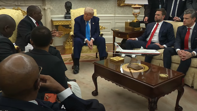 E34-President Trump Participates in a Bilateral Meeting with the President of South Africa