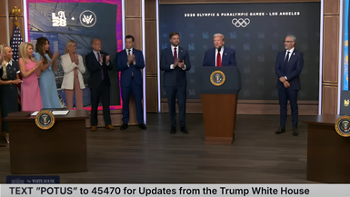 TWH107-President Trump Signs an Executive Order regarding the 2028 Olympic and Paralympic Games, Aug. 5, 2025
