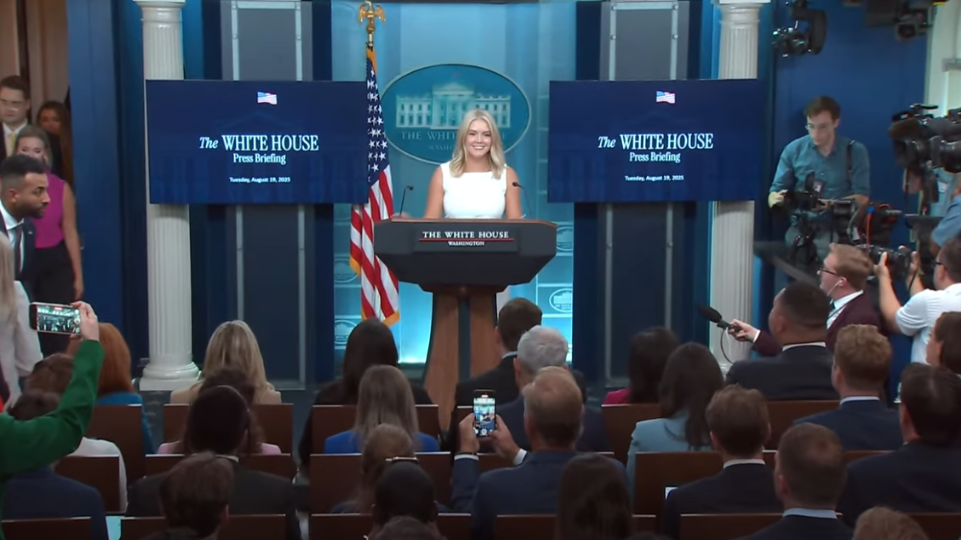 TWH121-Press Secretary Karoline Leavitt Briefs Members of the Media, Aug. 19, 2025