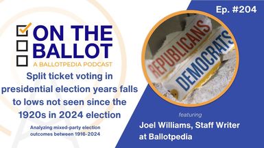 OTB44- Split ticket voting in pres. election years falls to lows not seen since the 1920s in '24 election| On the Ballot
