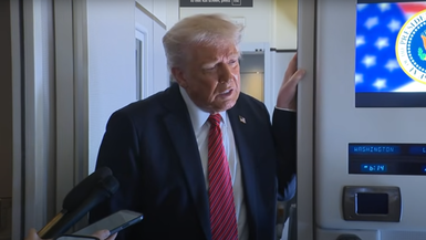 President Trump Gaggles with the Press on Air Force One, May 14, 2025