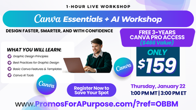 Ad-Canva Essentials + AI Workshop Live Webinar 01-22-26