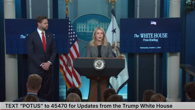 TWH144-Press Secretary Karoline Leavitt and Vice President JD Vance Brief Members of the Media, Oct. 1, 2025