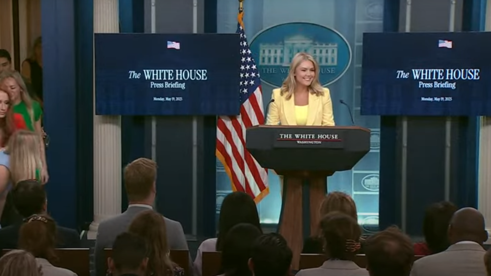 Skip navigation Search Create 9+ Avatar image Press Secretary Karoline Leavitt Briefs Members of the Media, May 19, 2025