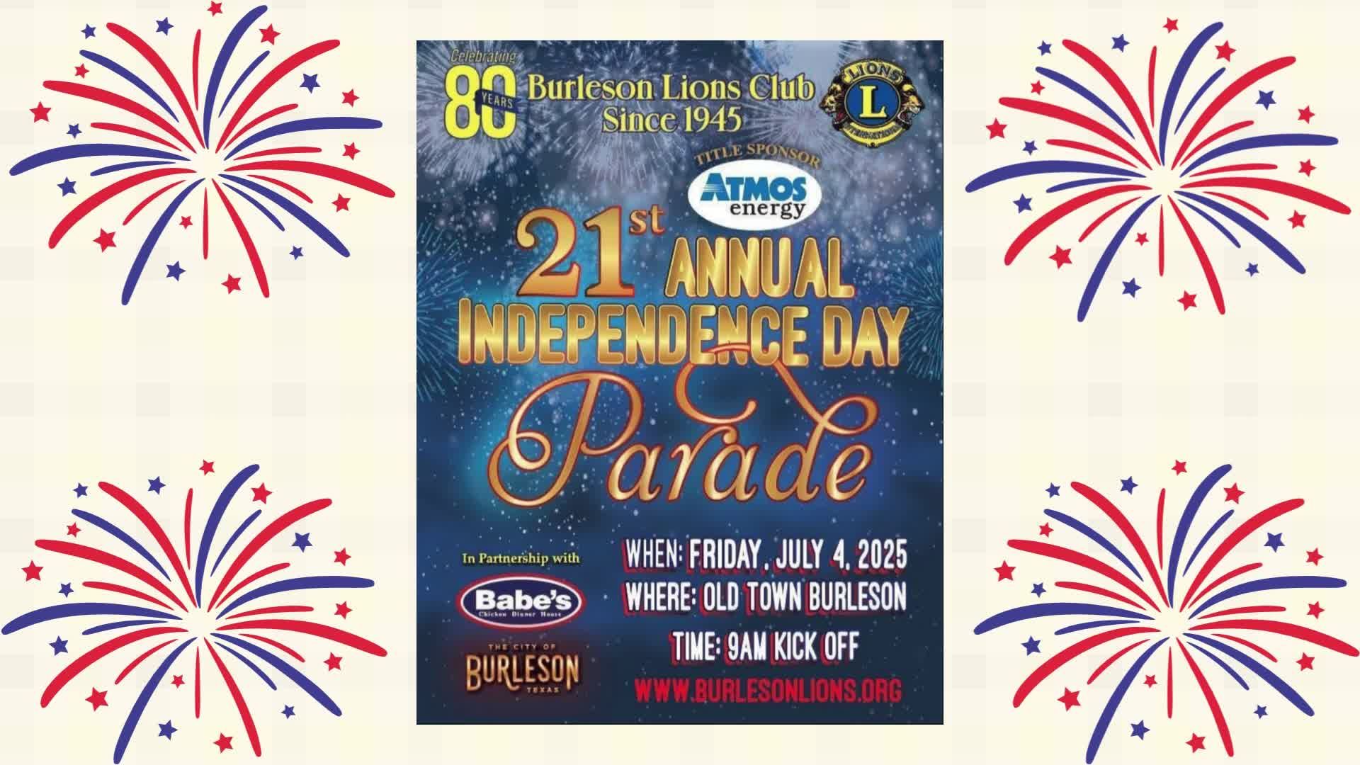 Burleson's 21st Annual Independence Day Parade July 4, 2025