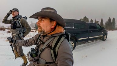 HLS08-Winter Truck Camping in a Wind Storm! ( WOLF HUNTING! )  - High Lonesome Society