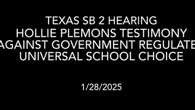 Texas HB2 Hearing Hollie Plemons Testimony Against Regulated Universal School Choice