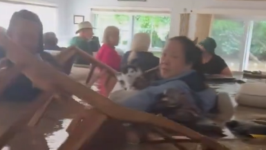 Hanging on inside a flooded home in Hendersonville NC